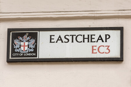 Street sign which says Eastcheap EC3